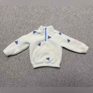 Old Navy Cream Fleece with Blue Floral Embroidered Accents
